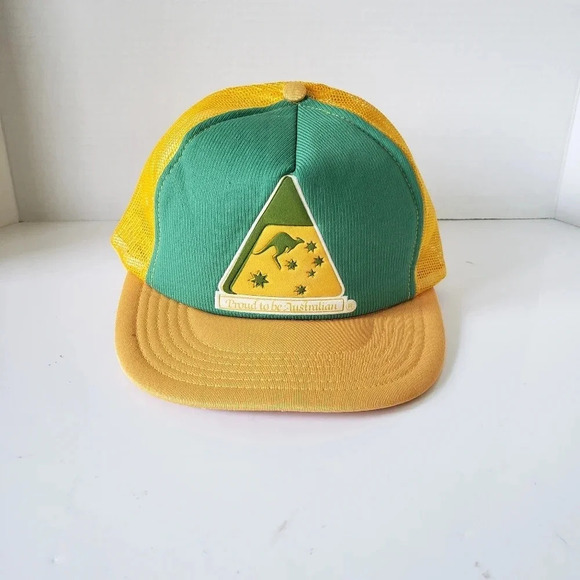 Vintage  Green/Yellow Proud to be Australian Mesh/Snapback Trucker Hat. - Picture 3 of 7